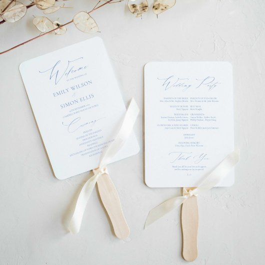 Modern Elegant Dusty Blue Wedding-programma Handwaaier