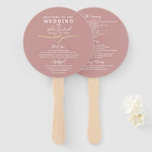 Modern Elegant Dusty Pink Wedding-programma Handwaaier (Voorkant en achterkant)