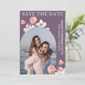Modern Elegant Earthy Waterverf Floral Arch Save The Date (Staand voorkant)