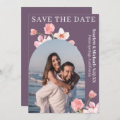 Modern Elegant Earthy Waterverf Floral Arch Save The Date (Voorkant / Achterkant)