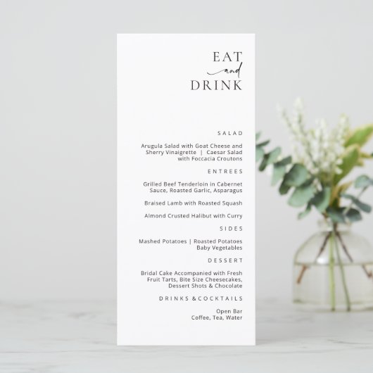 Modern Elegant Eat en Drink Menu Kaart (Staand voorkant)