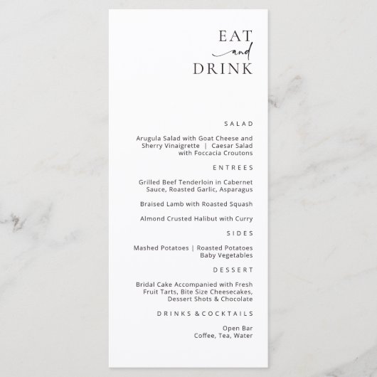 Modern Elegant Eat en Drink Menu Kaart (Voorkant)