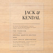 Modern Elegant | Editable Names Wedding Acryl Uitnodigingen (Voorkant)