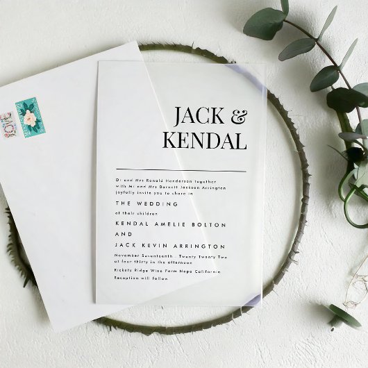 Modern Elegant | Editable Names Wedding Acryl Uitnodigingen