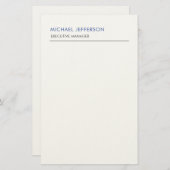 Modern Elegant Eenvoudig Blauw Wit Briefpapier (Voorkant / Achterkant)