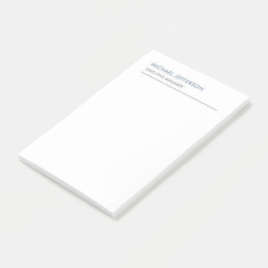 Modern Elegant Eenvoudig Blauw Wit Post-it® Notes (Schuin)