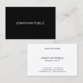 Modern Elegant Eenvoudig Ontwerp Zwart Wit Sjabloo Visitekaartje (Voorkant / Achterkant)