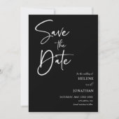 Modern Elegant Eenvoudig Script Zwart-wit Foto Save The Date (Voorkant)
