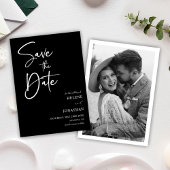 Modern Elegant Eenvoudig Script Zwart-wit Foto Save The Date