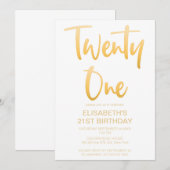 Modern Elegant Eenvoudig Wit 21 Verjaardagsfeestje Kaart (Voorkant / Achterkant)