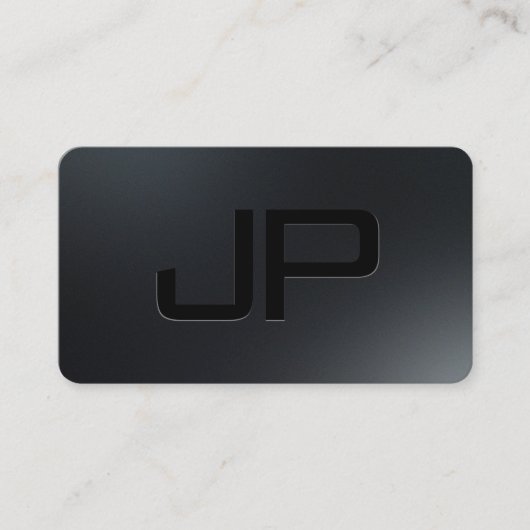 Modern Elegant Eenvoudige Sjabloon Monogram Zwart Visitekaartje (Voorkant)