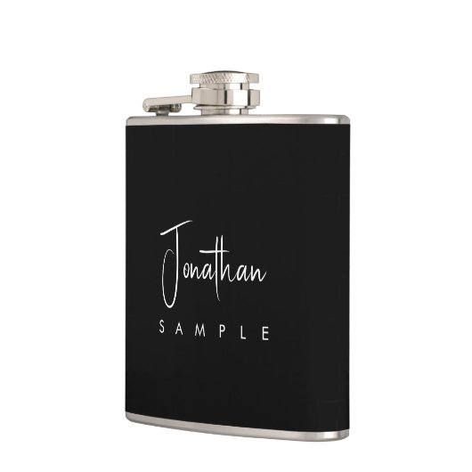 Modern Elegant Eenvoudige Sjabloon Script Naam Bes Heupfles (Links)