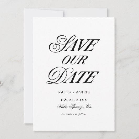 Modern Elegant en Bold Bewaar onze Datum Kaart (Voorkant)