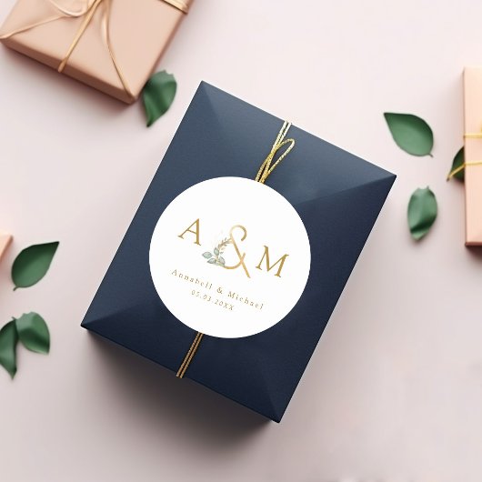 Modern, elegant eucalyptus et-teken  ronde sticker