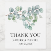 Modern Elegant Eucalyptus Greenery Wedding Wijn Etiket (Enkel label)