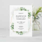 Modern Elegant Eucalyptus Wedding Greenery Chic Kaart (Staand voorkant)