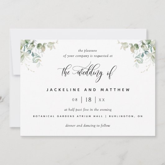 Modern Elegant Eucalyptus Wedding Kaart (Voorkant)