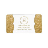 Modern Elegant Fake Glitter Custom Monogram Etiket (Voorkant)