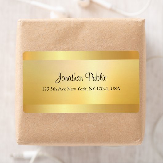 Modern Elegant Faux Gold Cool Script Template Etiket (Insitu)
