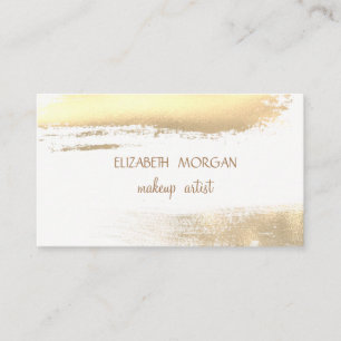 Modern Elegant Faux Gold Foil Brush Stroke, White Visitekaartje