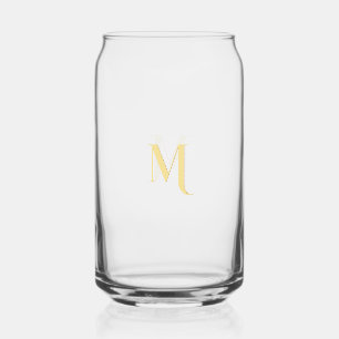 Modern Elegant Faux Gold Script Monogrammed Chic Blikvorm Glas