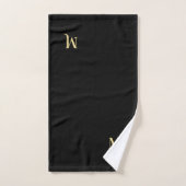 Modern Elegant Faux Gold Script Monogrammed Zwart Bad Handdoek (Handdoek)