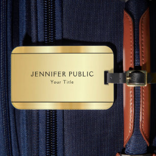 Modern Elegant Faux Gold Trendy Custom Sjabloon Bagagelabel