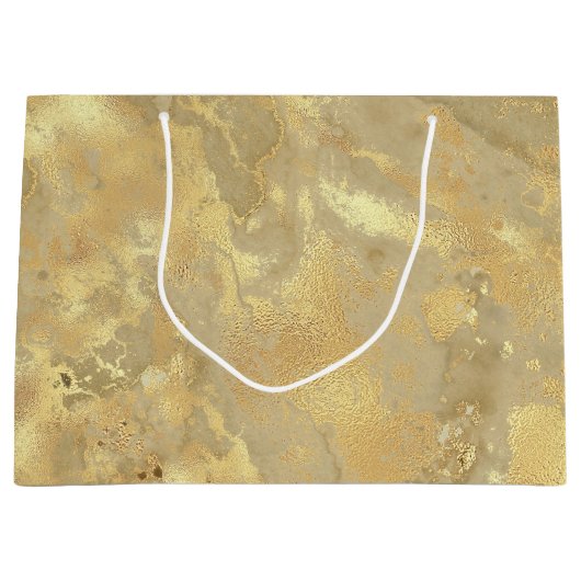 Modern Elegant Faux Gold Waterverf Marble Pattern Groot Cadeauzakje (Voorkant)