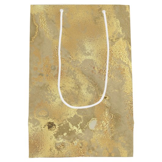 Modern Elegant Faux Gold Waterverf Marble Pattern Medium Cadeauzakje (Achterkant)