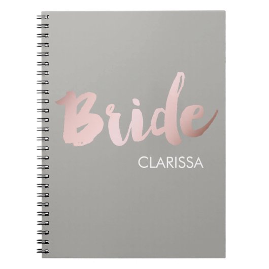 modern elegant faux roos gold " bride " notitieboek (Voorkant)