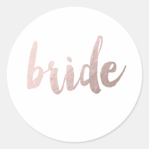 Modern Elegant Faux roos Gold "Bride" Ronde Sticker