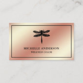 Modern Elegant Faux Roos Gold Foil Dragonfly Visitekaartje (Voorkant)
