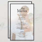 Modern Elegant Faux Vellum Photo Dinner Menu (Voorkant / Achterkant)