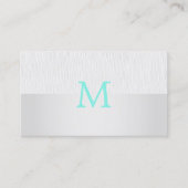 Modern Elegant Faux Zilver Turquoise Monogram Visitekaartje (Voorkant)