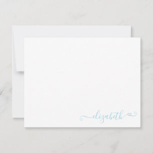 Modern Elegant Feminine Pastel Blue Heart Notitiekaartje