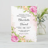 Modern Elegant Floral Chic Engagement Party Kaart (Staand voorkant)
