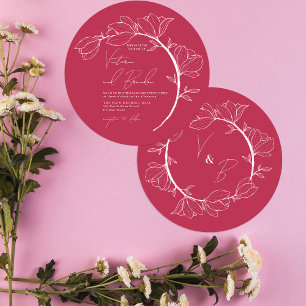 Modern Elegant Floral Circle Branch Wedding Kaart