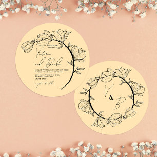 Modern Elegant Floral Circle Branch Wedding Kaart