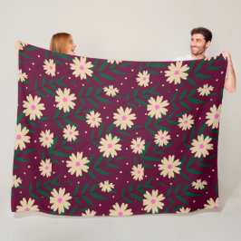 Modern Elegant Floral Fleece Deken