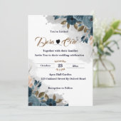 Modern Elegant Floral Greenery Waterverf Wedding Kaart (Staand voorkant)