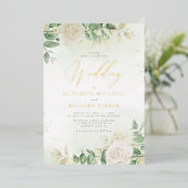 Modern Elegant Floral Greenery Wedding Folie Uitnodiging (Staand Voorkant)