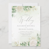 Modern Elegant Floral Greenery Wedding Kaart (Voorkant)