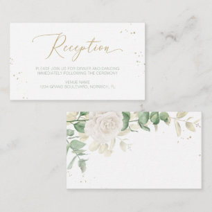 Modern Elegant Floral Greenery Wedding Reception Informatiekaartje