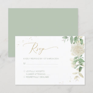Modern Elegant Floral Greenery Wedding RSVP Kaartje