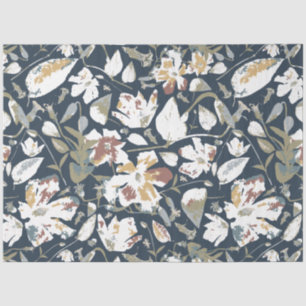 Modern Elegant Floral Navy Gold Rust Tissuepapier