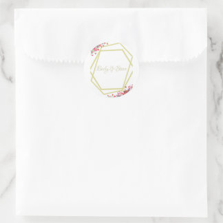 Modern Elegant Floral Rustic Wedding Ronde Sticker