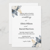 Modern Elegant Floral Wedding Invitation Kaart (Voorkant / Achterkant)