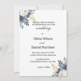 Modern Elegant Floral Wedding Invitation Kaart
