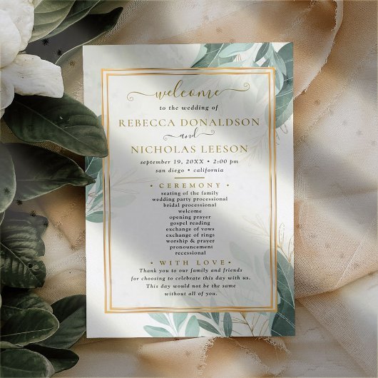 Modern Elegant Foliage Wedding Programme