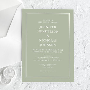 Modern Elegant Formal Sage Green Wedding Acryl Uitnodigingen